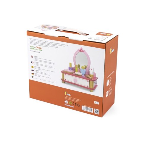 Viga Toys VIGA Drewniana Toaletka Różowa Do Makijażu z Lustrem + Akcesoria Viga Toys VIGA Drewniana Toaletka Różowa Do Makijażu z Lustrem + Akcesoria