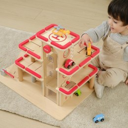Viga Toys VIGA Drewniany Parking dla Samochodzików z Windą 4 Autka Helikopter