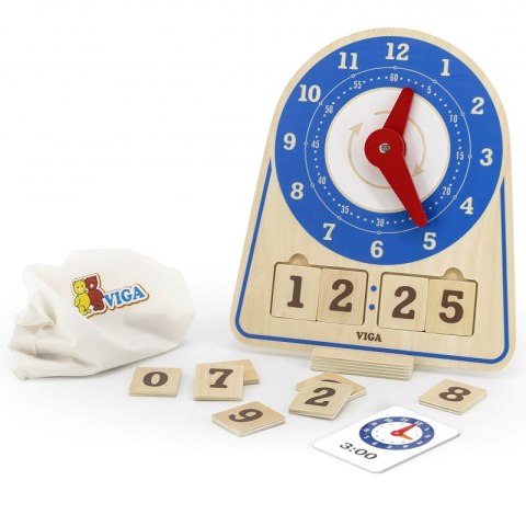 Viga Toys VIGA Drewniany Zegar Nauka Zegara Czasu Montessori Viga Toys VIGA Drewniany Zegar Nauka Zegara Czasu Montessori