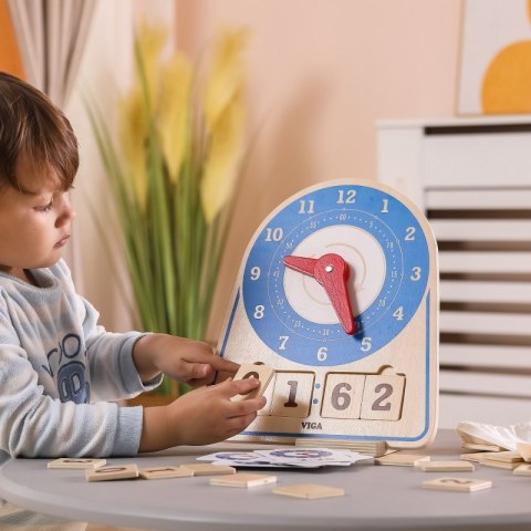 Viga Toys VIGA Drewniany Zegar Nauka Zegara Czasu Montessori Viga Toys VIGA Drewniany Zegar Nauka Zegara Czasu Montessori