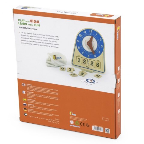 Viga Toys VIGA Drewniany Zegar Nauka Zegara Czasu Montessori Viga Toys VIGA Drewniany Zegar Nauka Zegara Czasu Montessori