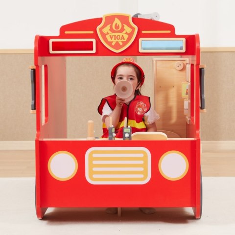 Viga Toys VIGA Duży Drewniany Wóz Strażacki Plac Zabaw Montessori Viga Toys VIGA Duży Drewniany Wóz Strażacki Plac Zabaw Montessori