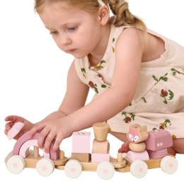 Viga Toys VIGA PolarB Różowa Kolejka Pociąg z Wagonikami Klocki