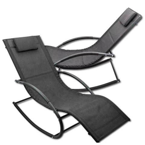 E-hurtownia Leżak Bujany OGRODOWY 175cm 150kg Nowoczesny Fotel Leżanka Czarny Metalowy E-hurtownia Leżak Bujany OGRODOWY 175cm 150kg Nowoczesny Fotel Leżanka Czarny Metalowy