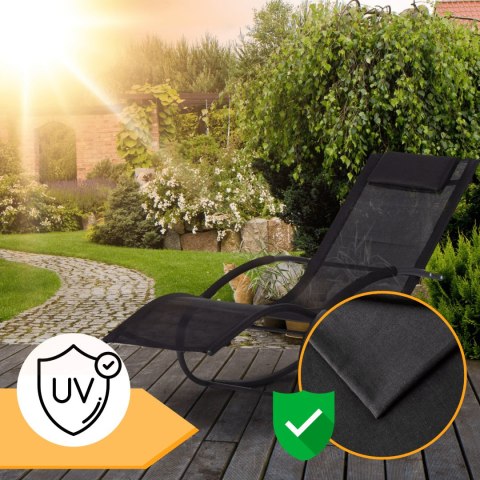 E-hurtownia Leżak Bujany OGRODOWY 175cm 150kg Nowoczesny Fotel Leżanka Czarny Metalowy E-hurtownia Leżak Bujany OGRODOWY 175cm 150kg Nowoczesny Fotel Leżanka Czarny Metalowy