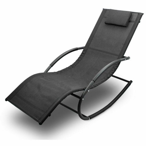E-hurtownia Leżak Bujany OGRODOWY 175cm 150kg Nowoczesny Fotel Leżanka Czarny Metalowy E-hurtownia Leżak Bujany OGRODOWY 175cm 150kg Nowoczesny Fotel Leżanka Czarny Metalowy
