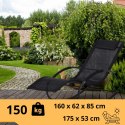 E-hurtownia Leżak Bujany OGRODOWY 175cm 150kg Nowoczesny Fotel Leżanka Czarny Zestaw x2