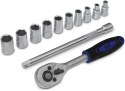 E-hurtownia Zestaw kluczy nasadowych 12w1 grzechotka 1/4 nasadki 4-13 mm przedłużka