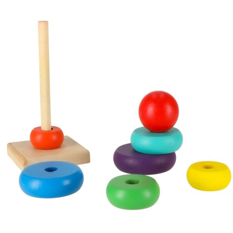 Wieża piramida piramidka drewniana do układania sorter kolorowy tęczowy 13cm Kik Sp. z o. o. Sp. k.