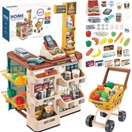 Woopie WOOPIE Sklep Supermarket z Wózkiem Waga Kasa Skaner + 48 Akc.
