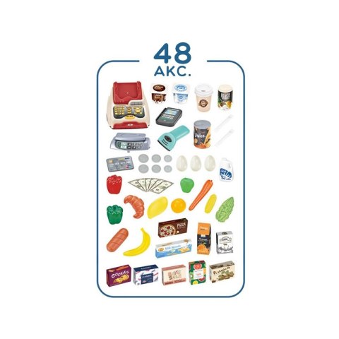 Woopie WOOPIE Sklep Supermarket z Wózkiem Waga Kasa Skaner + 48 Akc. Woopie WOOPIE Sklep Supermarket z Wózkiem Waga Kasa Skaner + 48 Akc.