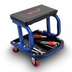 Bituxx Taboret warsztatowy bituxx z wyściełanym siedziskiem 3 półki kółka 360°