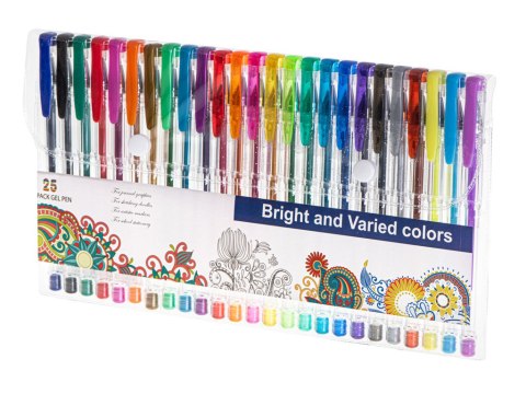 Długopisy żelowe kolorowe brokatowe zestaw 25szt. Kik Sp. z o. o. Sp. k.
