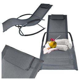 E-hurtownia Leżak ogrodowy 160x62 cm textilene stalowy odporny UV 150 kg Szary