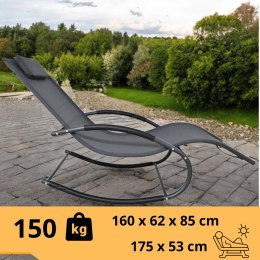 E-hurtownia Leżak ogrodowy 160x62 cm textilene stalowy odporny UV 150 kg Szary