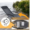 E-hurtownia Leżak ogrodowy 160x62 cm textilene stalowy odporny UV 150 kg Szary