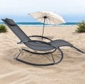 E-hurtownia Leżak ogrodowy 160x62 cm textilene stalowy odporny UV 150 kg Szary