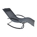 E-hurtownia Leżak ogrodowy 160x62 cm textilene stalowy odporny UV 150 kg Szary