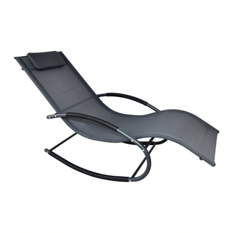 E-hurtownia Leżak ogrodowy 160x62 cm textilene stalowy odporny UV 150 kg Szary E-hurtownia Leżak ogrodowy 160x62 cm textilene stalowy odporny UV 150 kg Szary