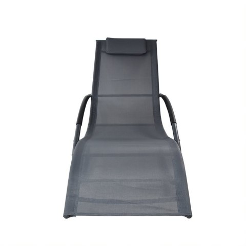 E-hurtownia Leżak ogrodowy 160x62 cm textilene stalowy odporny UV 150 kg Szary E-hurtownia Leżak ogrodowy 160x62 cm textilene stalowy odporny UV 150 kg Szary