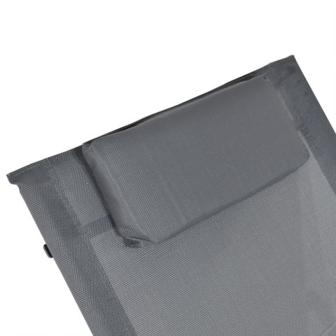 E-hurtownia Leżak ogrodowy 160x62 cm textilene stalowy odporny UV 150 kg Szary E-hurtownia Leżak ogrodowy 160x62 cm textilene stalowy odporny UV 150 kg Szary