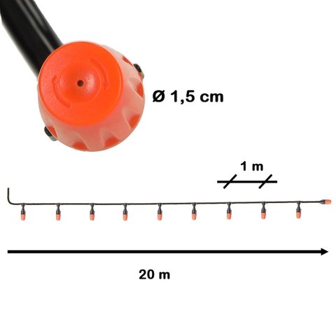 Kurtyna wodna mgiełka zraszacz ogrodowy system nawadniania 20m Kik Sp. z o. o. Sp. k.
