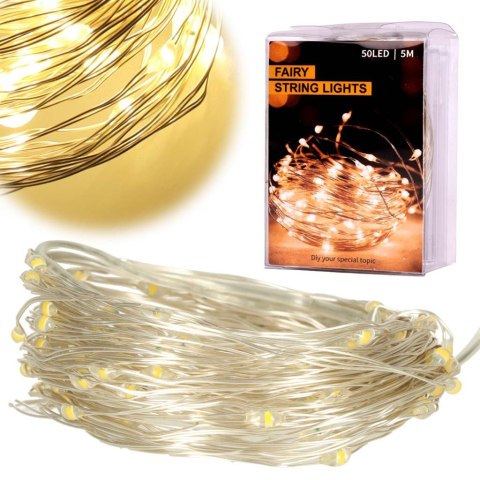 Lampki LED druciki dekoracyjne 5m 50LED świąteczne choinkowe ciepły biały Kik Sp. z o. o. Sp. k. Lampki LED druciki dekoracyjne 5m 50LED świąteczne choinkowe ciepły biały Kik Sp. z o. o. Sp. k.