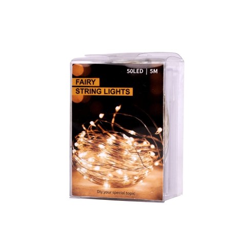 Lampki LED druciki dekoracyjne 5m 50LED świąteczne choinkowe ciepły biały Kik Sp. z o. o. Sp. k. Lampki LED druciki dekoracyjne 5m 50LED świąteczne choinkowe ciepły biały Kik Sp. z o. o. Sp. k.