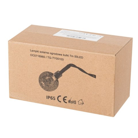 Lampki ogrodowe solarne kulki 7m 50LED zimny biały Kik Sp. z o. o. Sp. k.