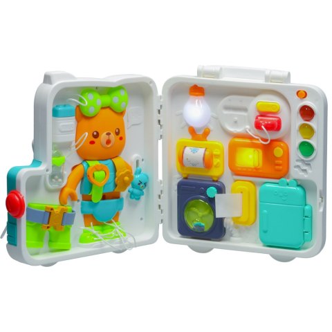 Tablica manipulacyjna sensoryczna montessori walizka pokrętła miś XXL światło dźwięk Kik Sp. z o. o. Sp. k. Tablica manipulacyjna sensoryczna montessori walizka pokrętła miś XXL światło dźwięk Kik Sp. z o. o. Sp. k.