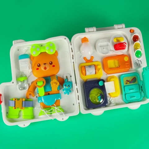 Tablica manipulacyjna sensoryczna montessori walizka pokrętła miś XXL światło dźwięk Kik Sp. z o. o. Sp. k. Tablica manipulacyjna sensoryczna montessori walizka pokrętła miś XXL światło dźwięk Kik Sp. z o. o. Sp. k.