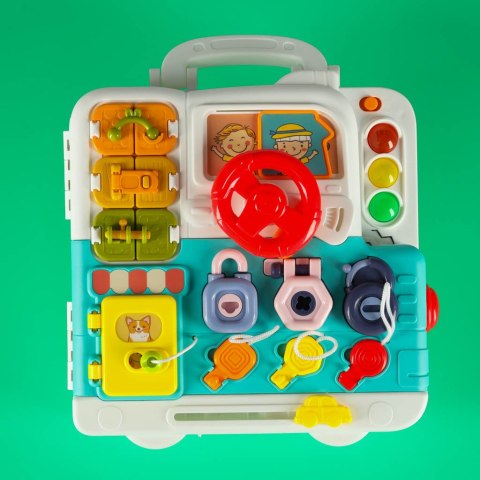 Tablica manipulacyjna sensoryczna montessori walizka pokrętła miś XXL światło dźwięk Kik Sp. z o. o. Sp. k. Tablica manipulacyjna sensoryczna montessori walizka pokrętła miś XXL światło dźwięk Kik Sp. z o. o. Sp. k.