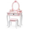 Viga Toys VIGA Duża Toaletka Drewniana Biało-Różowa z Lustrem i Krzesełkiem