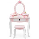 Viga Toys VIGA Duża Toaletka Drewniana Biało-Różowa z Lustrem i Krzesełkiem
