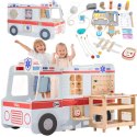 Viga Toys VIGA Duży Drewniany Ambulans Zestaw Karetka Małych Ratowników Akcesoria 25 el.