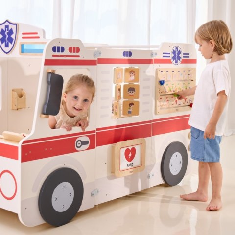 Viga Toys VIGA Duży Drewniany Ambulans Zestaw Karetka Małych Ratowników Akcesoria 25 el.