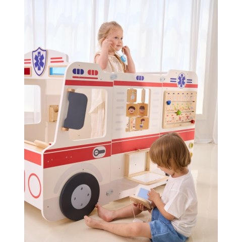 Viga Toys VIGA Duży Drewniany Ambulans Zestaw Karetka Małych Ratowników Akcesoria 25 el.