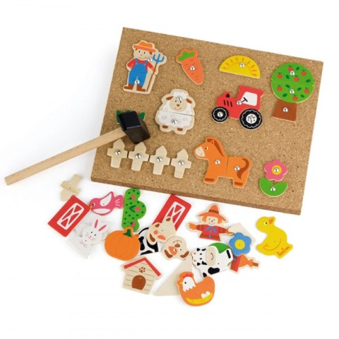 Viga Toys VIGA Przybijanka Drewniana Farma Tablica Korkowa Montessori Viga Toys VIGA Przybijanka Drewniana Farma Tablica Korkowa Montessori