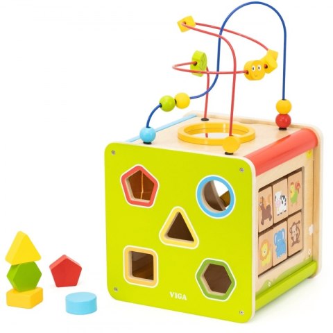 Viga Toys Viga Drewniana Kostka Edukacyjna 5w1 Viga Toys Viga Drewniana Kostka Edukacyjna 5w1