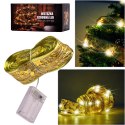 Wstążka ozdobna taśma LED 10m 100LED lampki choinkowe ozdoba świąteczna ciepły biały na baterie Kik Sp. z o. o. Sp. k.
