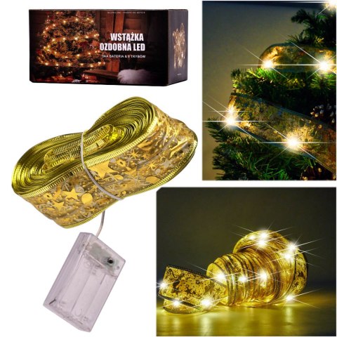 Wstążka ozdobna taśma LED 10m 100LED lampki choinkowe ozdoba świąteczna ciepły biały na baterie Kik Sp. z o. o. Sp. k. Wstążka ozdobna taśma LED 10m 100LED lampki choinkowe ozdoba świąteczna ciepły biały na baterie Kik Sp. z o. o. Sp. k.