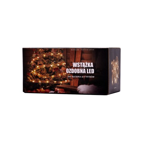 Wstążka ozdobna taśma LED 10m 100LED lampki choinkowe ozdoba świąteczna ciepły biały na baterie Kik Sp. z o. o. Sp. k. Wstążka ozdobna taśma LED 10m 100LED lampki choinkowe ozdoba świąteczna ciepły biały na baterie Kik Sp. z o. o. Sp. k.