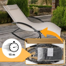 E-hurtownia Leżak OGRODOWY bujany DESIGNERSKI beżowy textilene 150 kg elegancki na lata