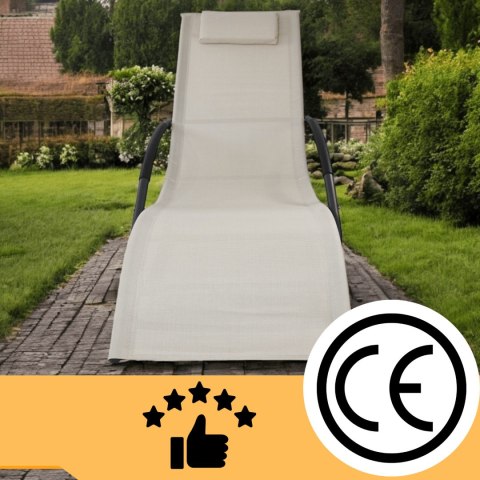 E-hurtownia Leżak OGRODOWY bujany DESIGNERSKI beżowy textilene 150 kg elegancki na lata E-hurtownia Leżak OGRODOWY bujany DESIGNERSKI beżowy textilene 150 kg elegancki na lata