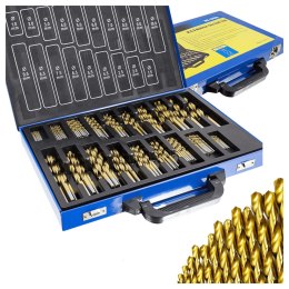 E-hurtownia Wiertła kobaltowe 1-10mm 230el tytanowa powłoka skrzynka metalowa