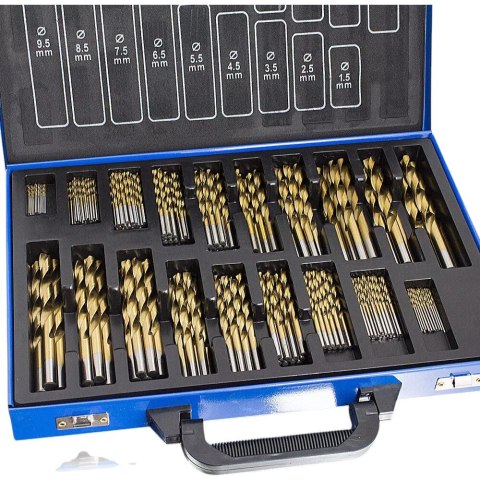 E-hurtownia Wiertła kobaltowe 1-10mm 230el tytanowa powłoka skrzynka metalowa E-hurtownia Wiertła kobaltowe 1-10mm 230el tytanowa powłoka skrzynka metalowa