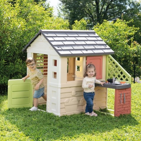 Smoby Smoby Domek Nature z kuchnią + 17 akcesoriów Smoby Smoby Domek Nature z kuchnią + 17 akcesoriów