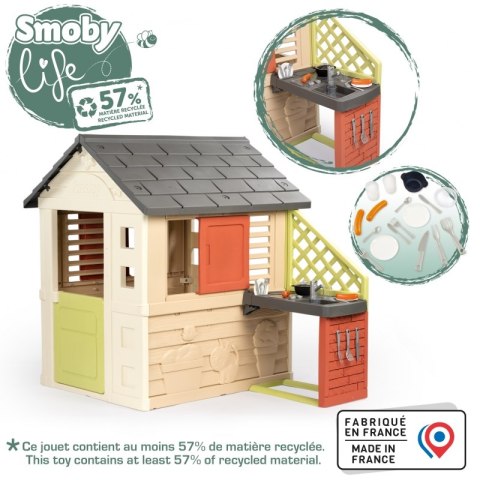 Smoby Smoby Domek Nature z kuchnią + 17 akcesoriów Smoby Smoby Domek Nature z kuchnią + 17 akcesoriów