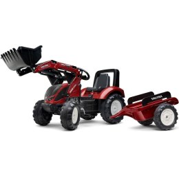 FALK FALK Traktor Valtra Bordowy na Pedały z Przyczepką i Łyżką od 3 Lat