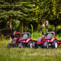 FALK FALK Traktor Valtra Bordowy na Pedały z Przyczepką i Łyżką od 3 Lat